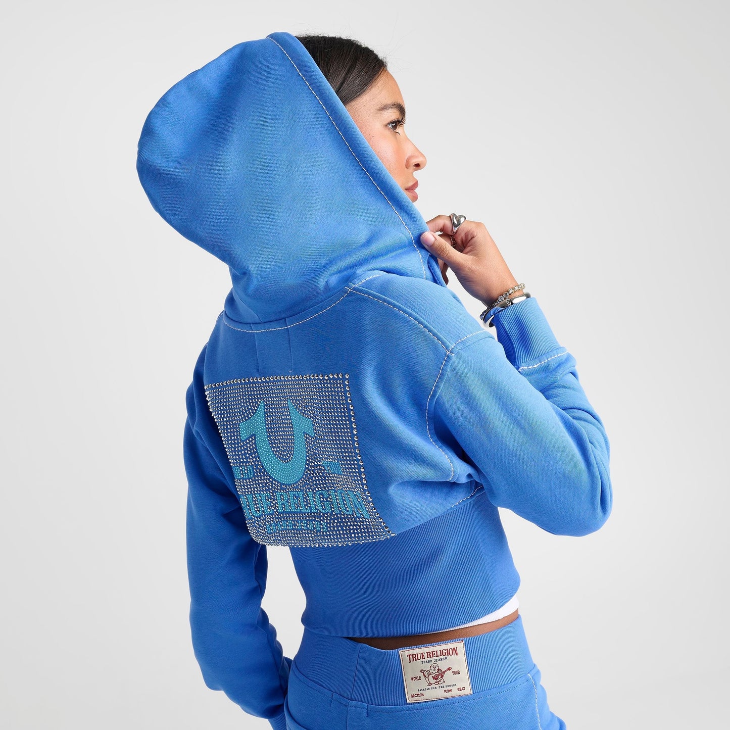 Women's True Religion Big T High Waistband Full-Zip Hoodie - Super Sonic