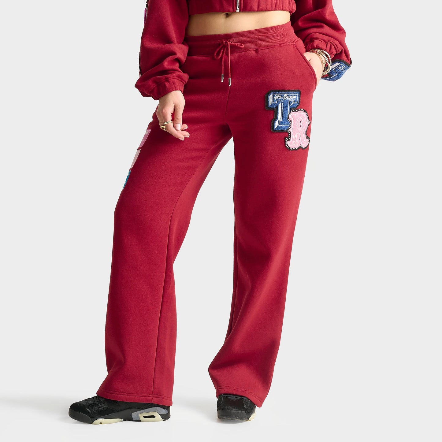 Women's True Religion Crystal Patch Jogger Pants - Red Dahlia