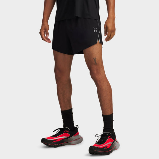Men's Under Armour UA Halo Run 4" Running Shorts - Black/Castlerock/Reflective