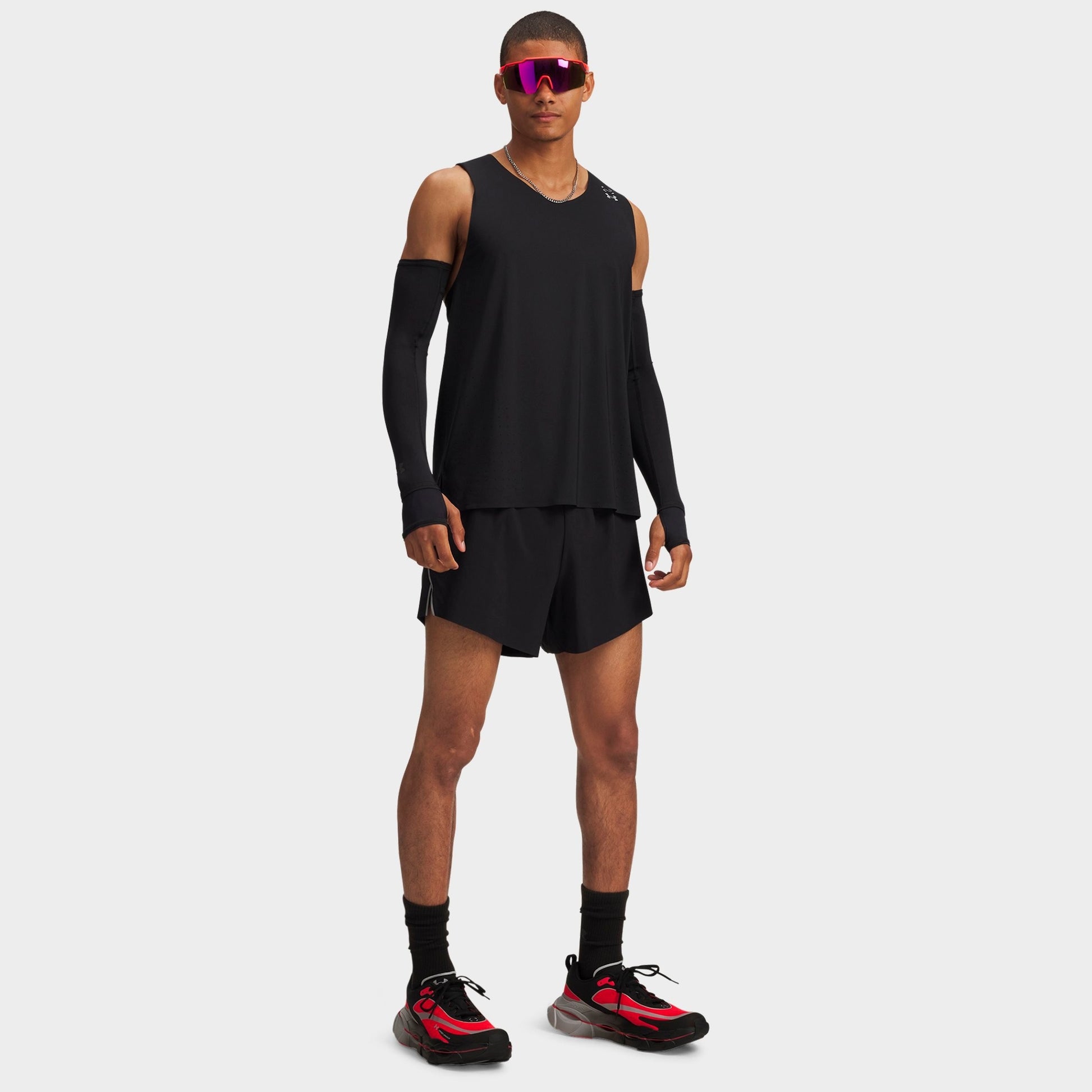 Men's Under Armour UA Halo Run 4" Running Shorts - Black/Castlerock/Reflective