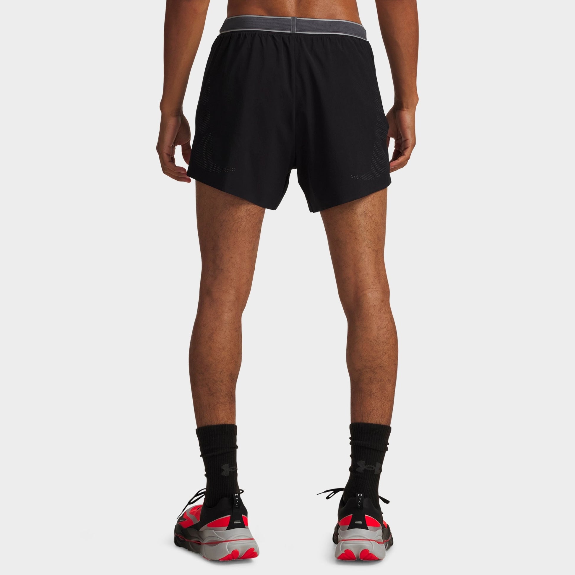 Men's Under Armour UA Halo Run 4" Running Shorts - Black/Castlerock/Reflective
