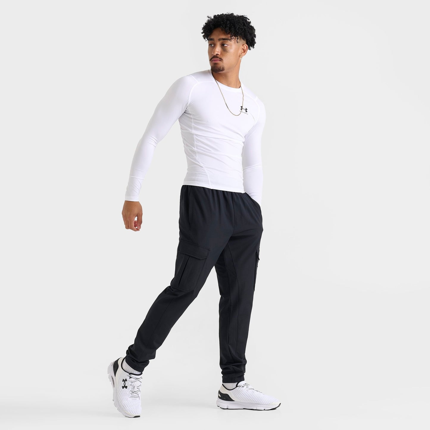 Men's Under Armour UA Woven Cargo Jogger Pants - Black/Steel
