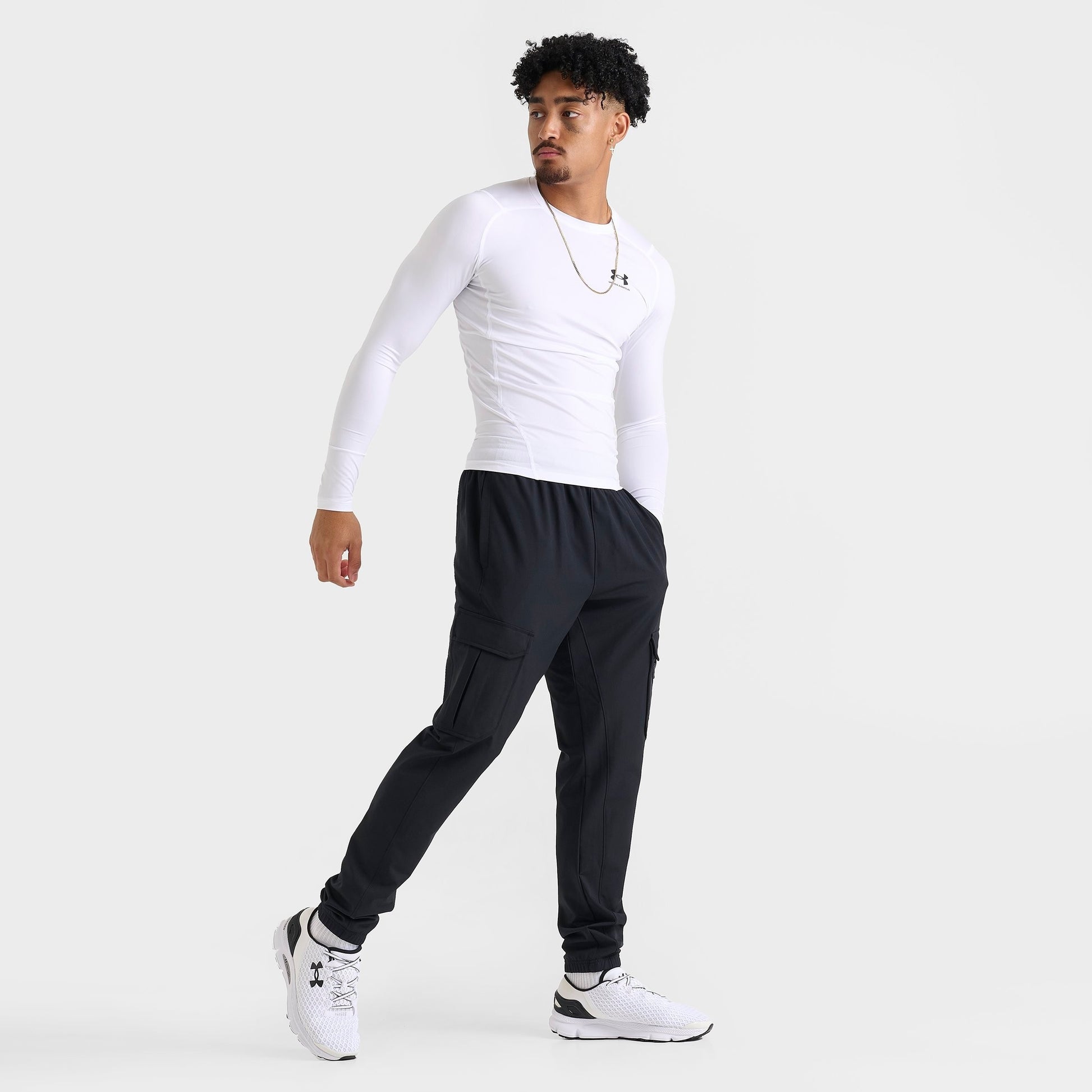 Men's Under Armour UA Woven Cargo Jogger Pants - Black/Steel