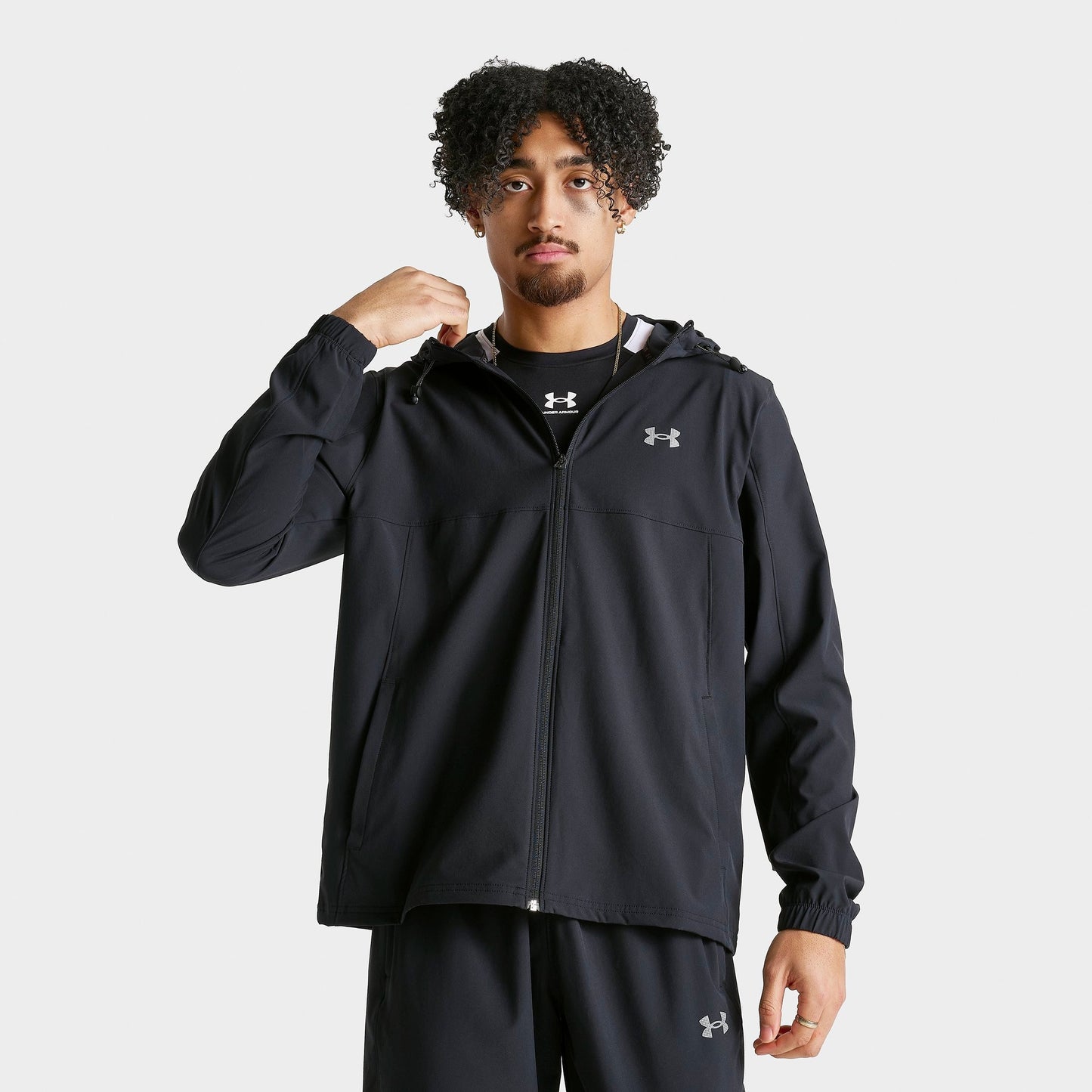 Men's Under Armour UA Tech Hybrid Woven Jacket - Black/Reflective Silver