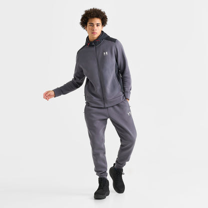 Men's Under Armour Icon Fleece Blocked Full-Zip Hoodie - Castlerock/Black/White