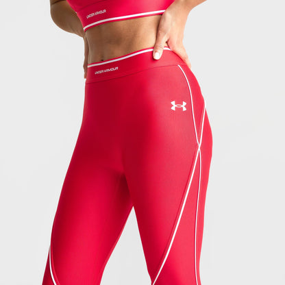 Women's Under Armour HeatGear No-Slip Waistband Performance Leggings - Red