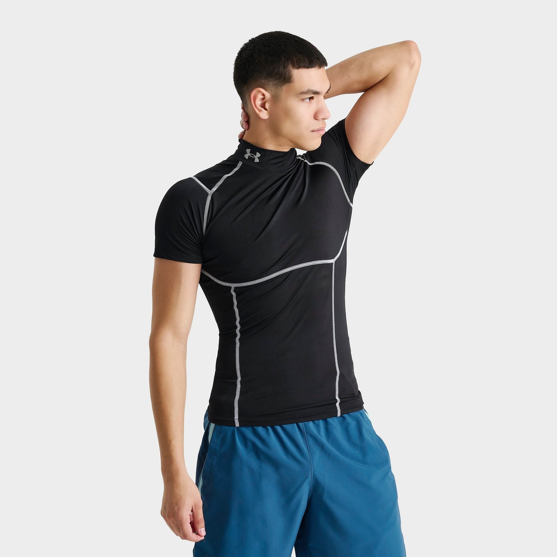 Men's Under Armour HeatGear Elite Mock Training Top - Ultimate Black/White