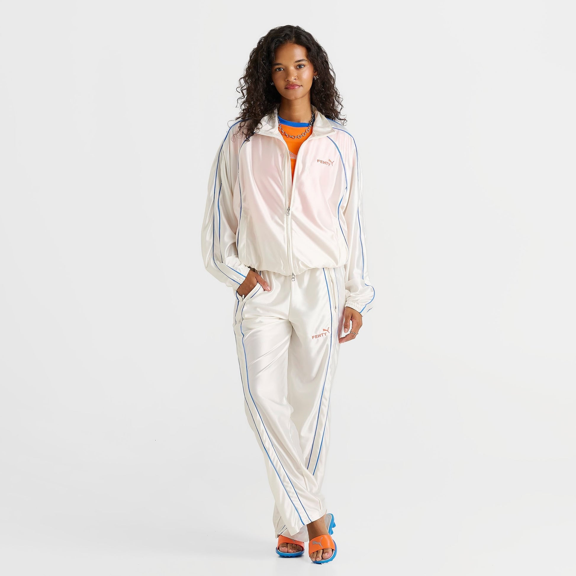 Women's FENTY x PUMA T7 Piping Track Pants - Warm White/Blue