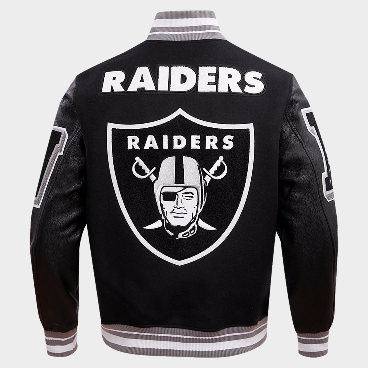 Men's Pro Standard Las Vegas Raiders NFL Mashup Rib Wool Varsity Jacket - Black/Grey