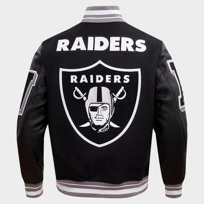 Men's Pro Standard Las Vegas Raiders NFL Mashup Rib Wool Varsity Jacket - Black/Grey