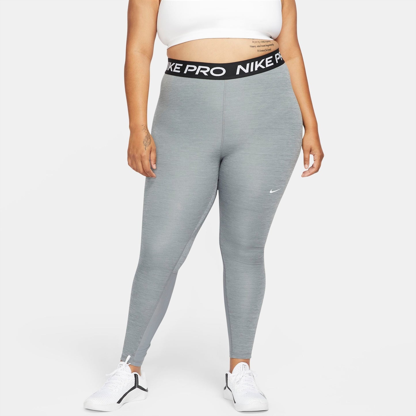 Women's Nike Pro 365 Leggings (Plus Size) - Smoke Grey/Heather/Black/White