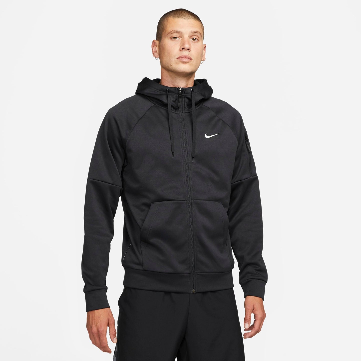 Men's Nike Therma-FIT Full-Zip Hoodie - Black/Black/White