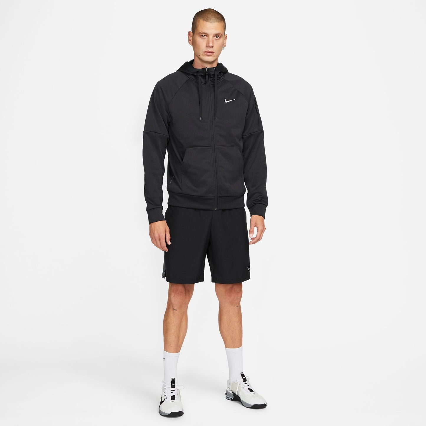 Men's Nike Therma-FIT Full-Zip Hoodie - Black/Black/White