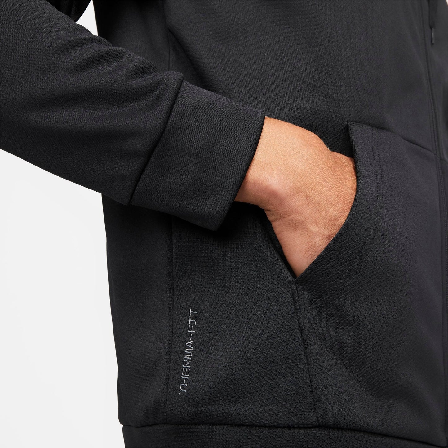 Men's Nike Therma-FIT Full-Zip Hoodie - Black/Black/White