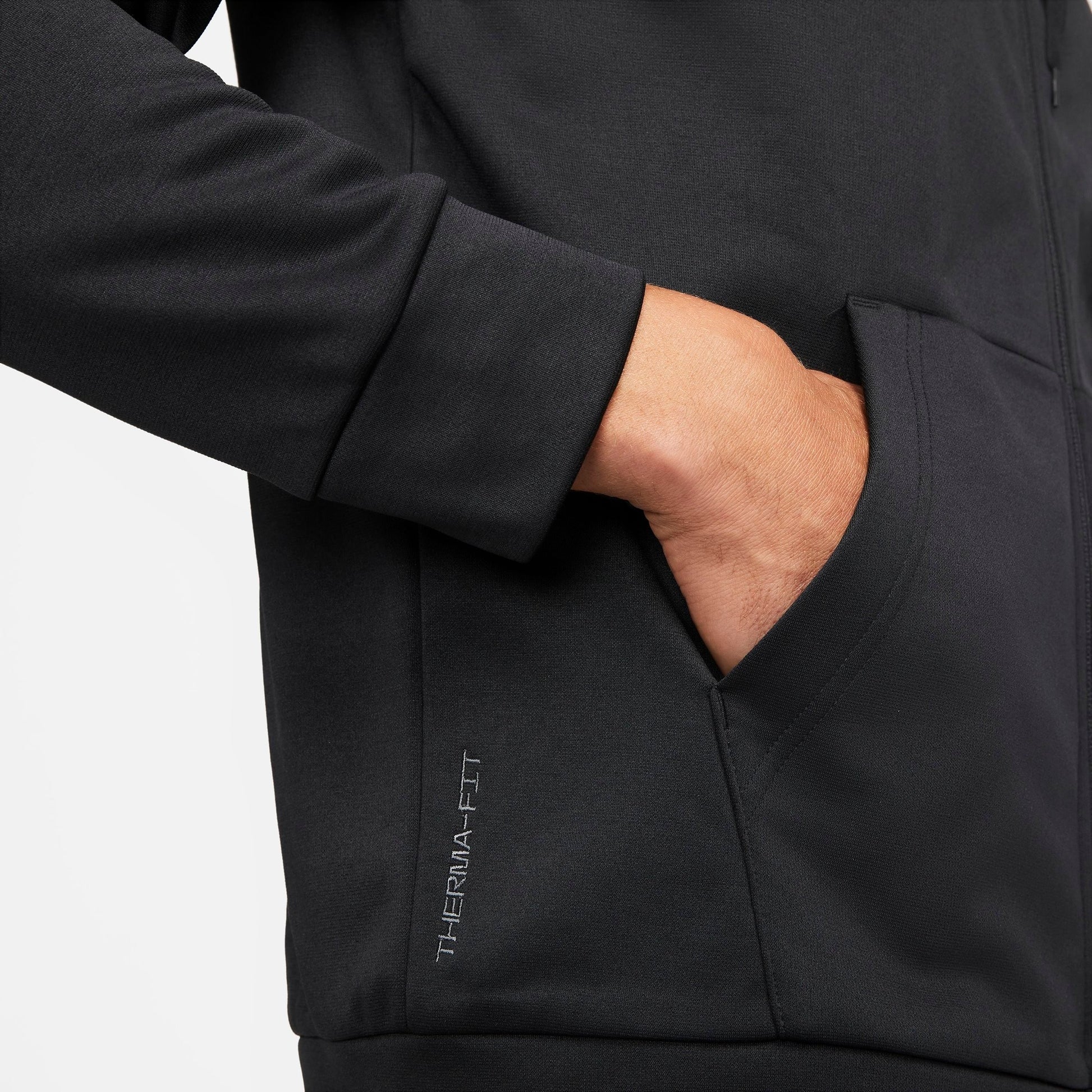 Men's Nike Therma-FIT Full-Zip Hoodie - Black/Black/White