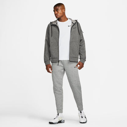 Men's Nike Therma-FIT Full-Zip Hoodie - Charcoal Heather/Dark Smoke Grey/Black