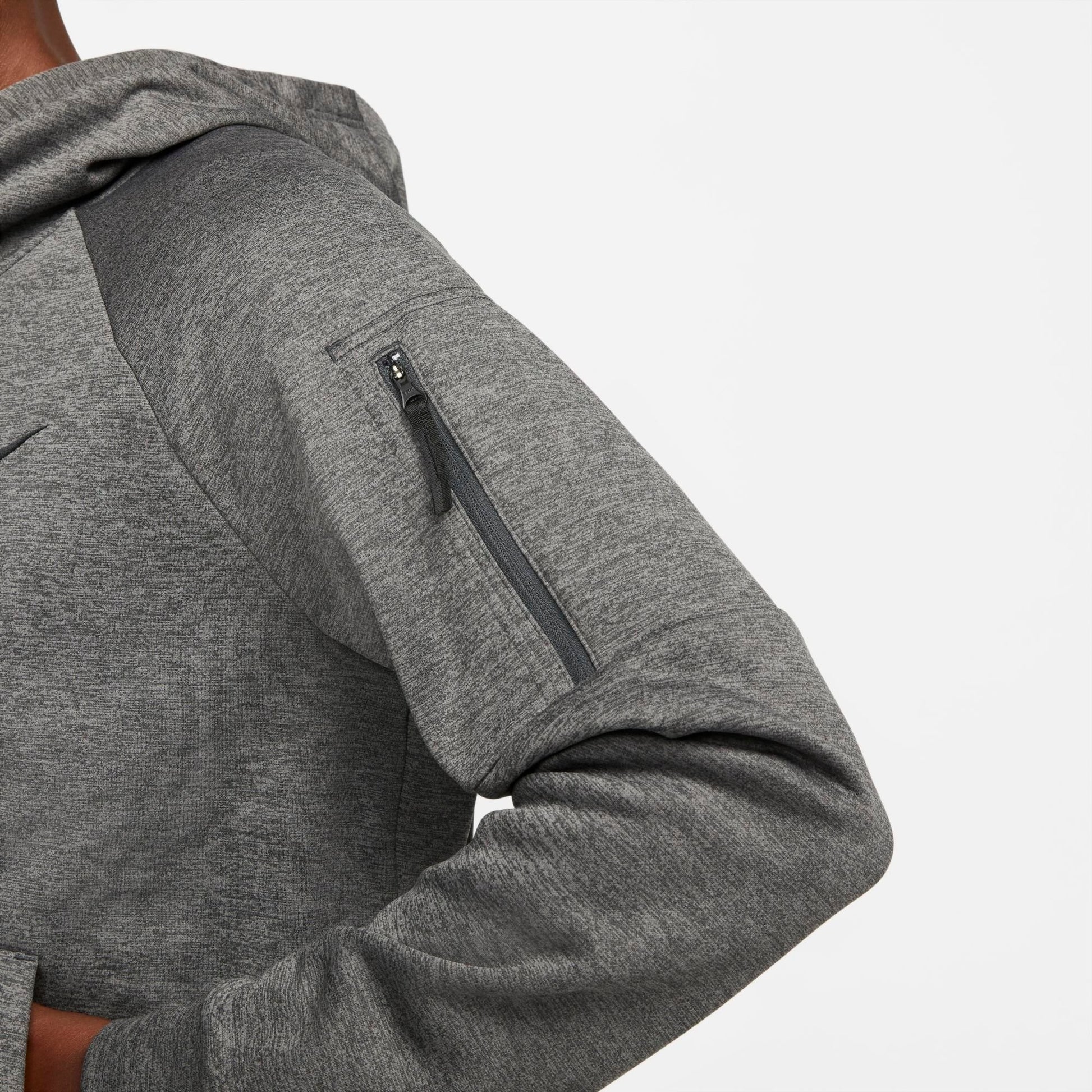 Men's Nike Therma-FIT Full-Zip Hoodie - Charcoal Heather/Dark Smoke Grey/Black