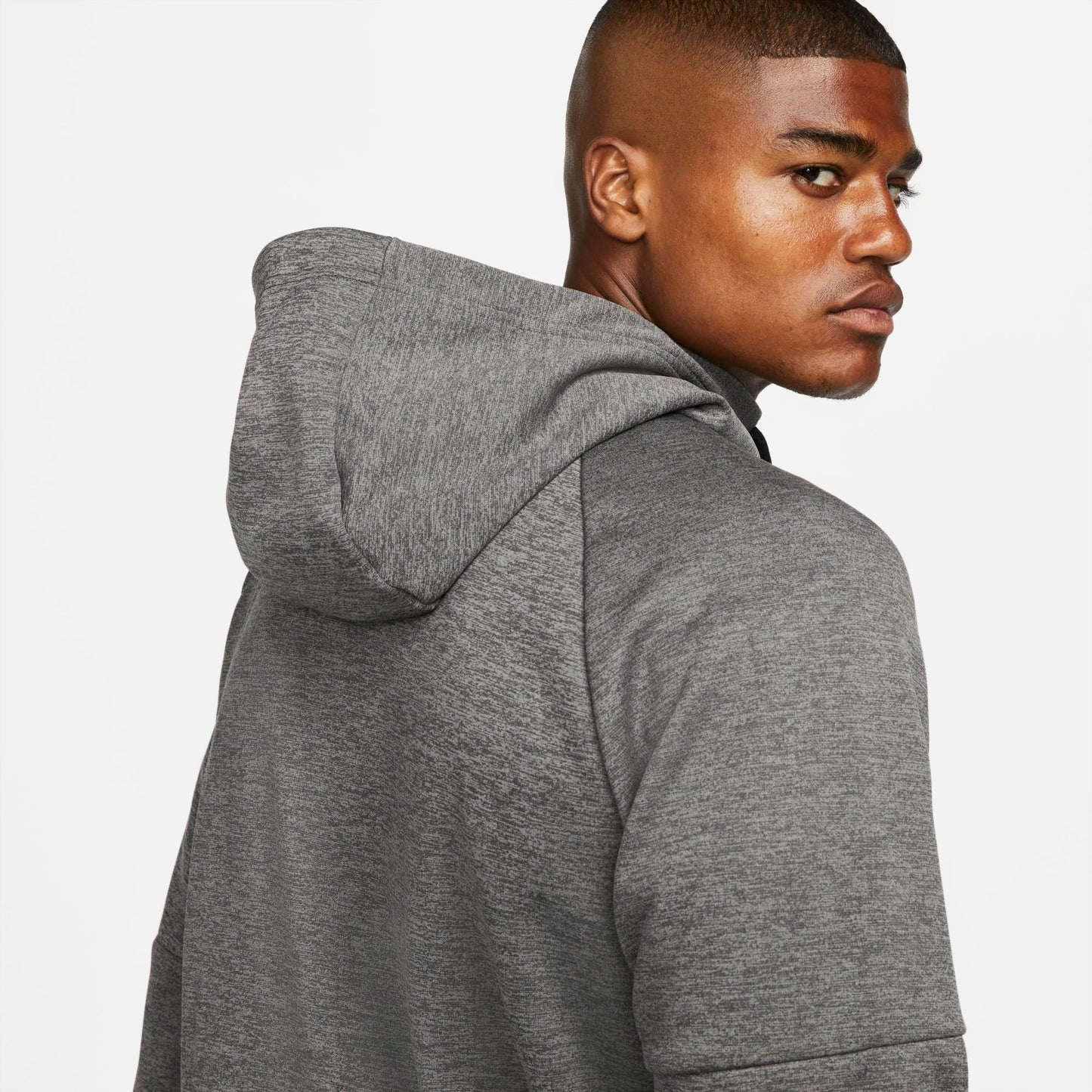 Men's Nike Therma-FIT Full-Zip Hoodie - Charcoal Heather/Dark Smoke Grey/Black