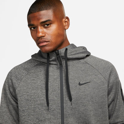 Men's Nike Therma-FIT Full-Zip Hoodie - Charcoal Heather/Dark Smoke Grey/Black