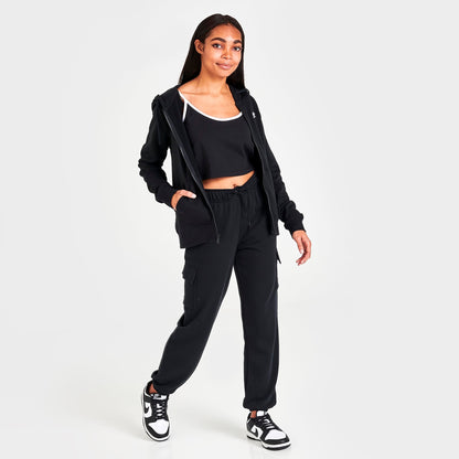 Women's Nike Sportswear Club Fleece Full-Zip Hoodie - Black/White
