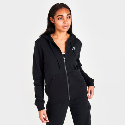 Women's Nike Sportswear Club Fleece Full-Zip Hoodie - Black/White