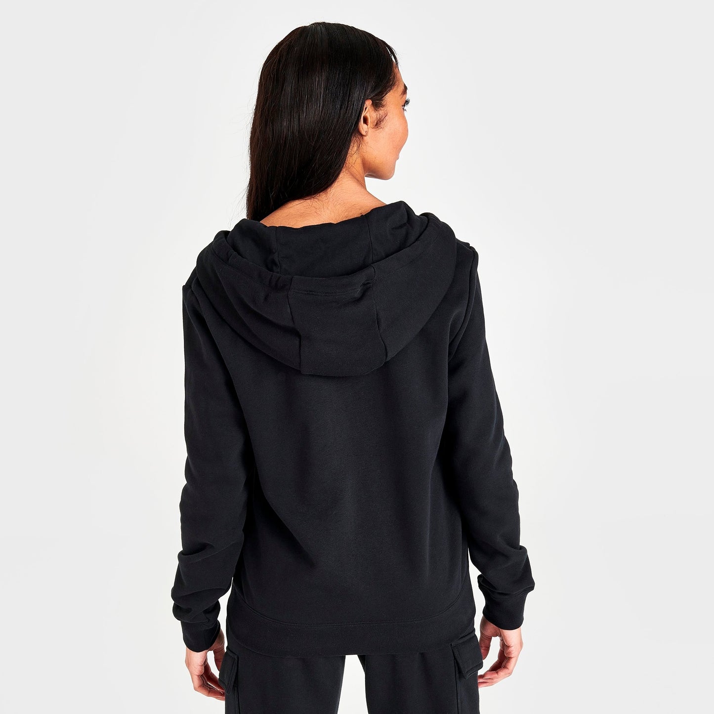 Women's Nike Sportswear Club Fleece Full-Zip Hoodie - Black/White
