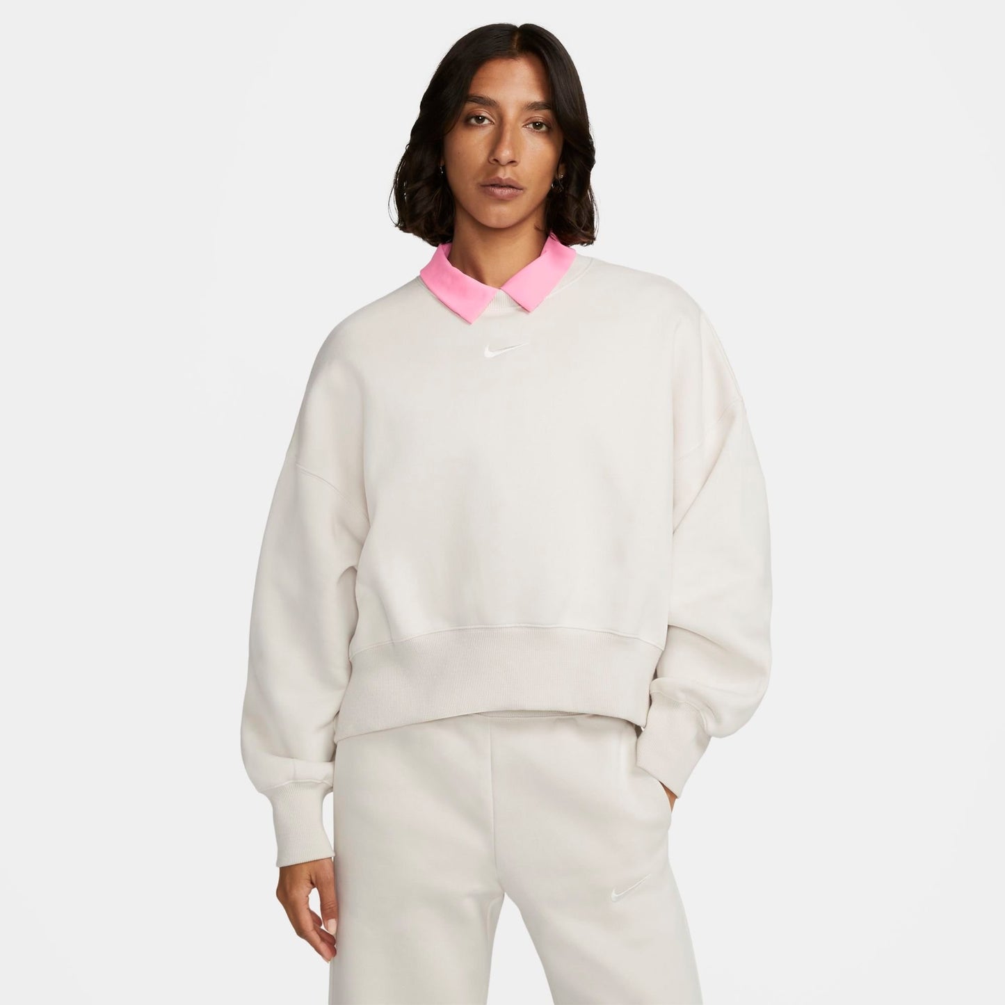 Women's Nike Sportswear Phoenix Fleece Oversized Crewneck Sweatshirt - Light Orewood Brown/Sail