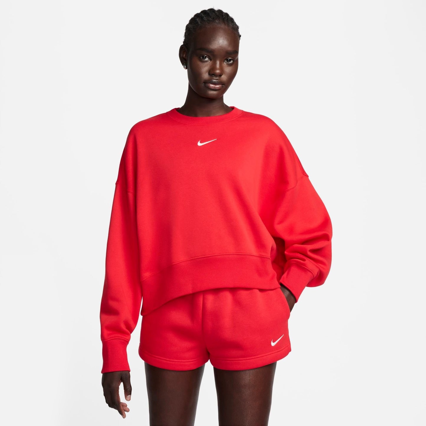 Women's Nike Sportswear Phoenix Fleece Oversized Crewneck Sweatshirt - University Red/Sail