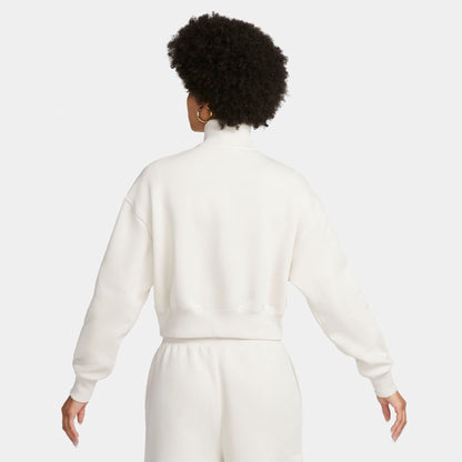 Women's Nike Sportswear Phoenix Fleece Oversized Half-Zip Crop Sweatshirt - Light Orewood Brown/Sail