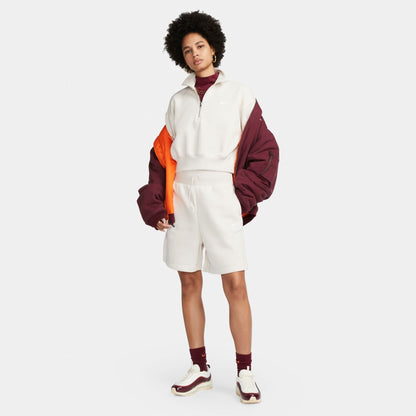Women's Nike Sportswear Phoenix Fleece Oversized Half-Zip Crop Sweatshirt - Light Orewood Brown/Sail