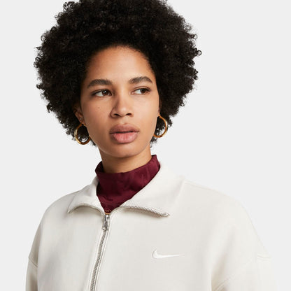 Women's Nike Sportswear Phoenix Fleece Oversized Half-Zip Crop Sweatshirt - Light Orewood Brown/Sail