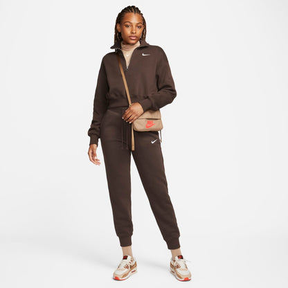 Women's Nike Sportswear Phoenix Fleece Oversized Half-Zip Crop Sweatshirt - Baroque Brown/Sail