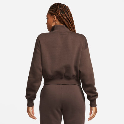 Women's Nike Sportswear Phoenix Fleece Oversized Half-Zip Crop Sweatshirt - Baroque Brown/Sail
