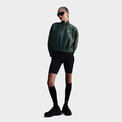 Women's Nike Sportswear Phoenix Fleece Oversized Half-Zip Crop Sweatshirt - Vintage Green/Sail