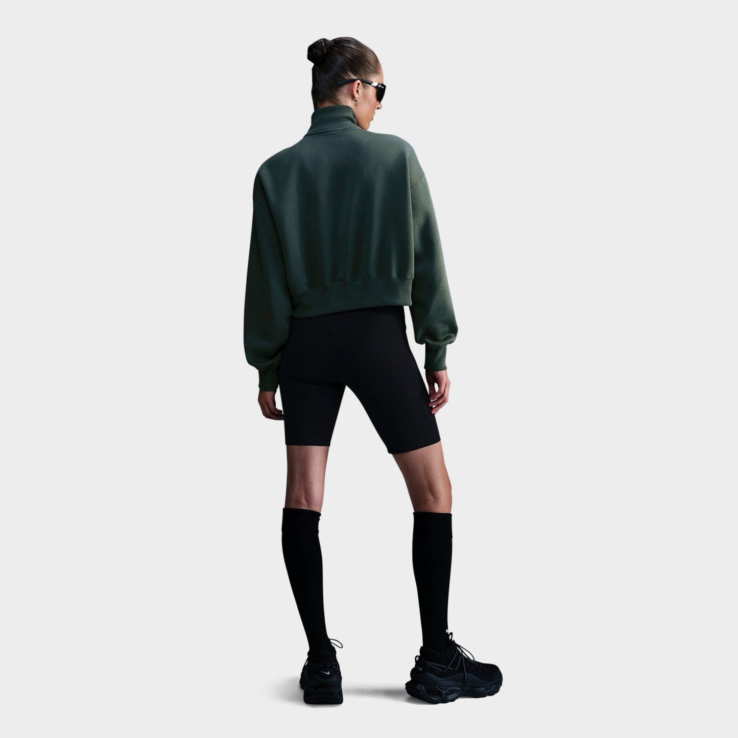 Women's Nike Sportswear Phoenix Fleece Oversized Half-Zip Crop Sweatshirt - Vintage Green/Sail