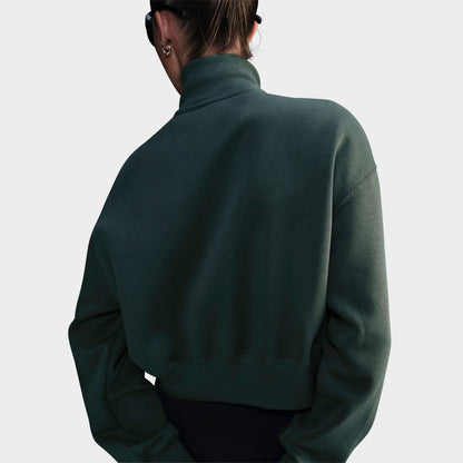 Women's Nike Sportswear Phoenix Fleece Oversized Half-Zip Crop Sweatshirt - Vintage Green/Sail