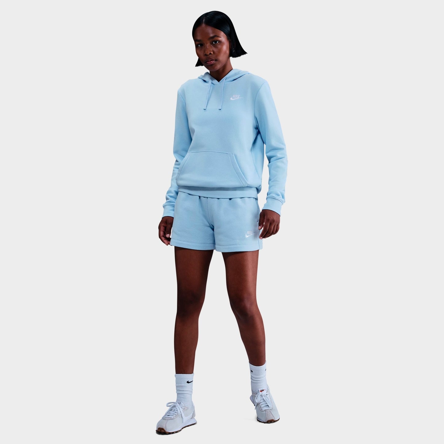 Women's Nike Sportswear Club Fleece Pullover Hoodie - Celestine Blue/White