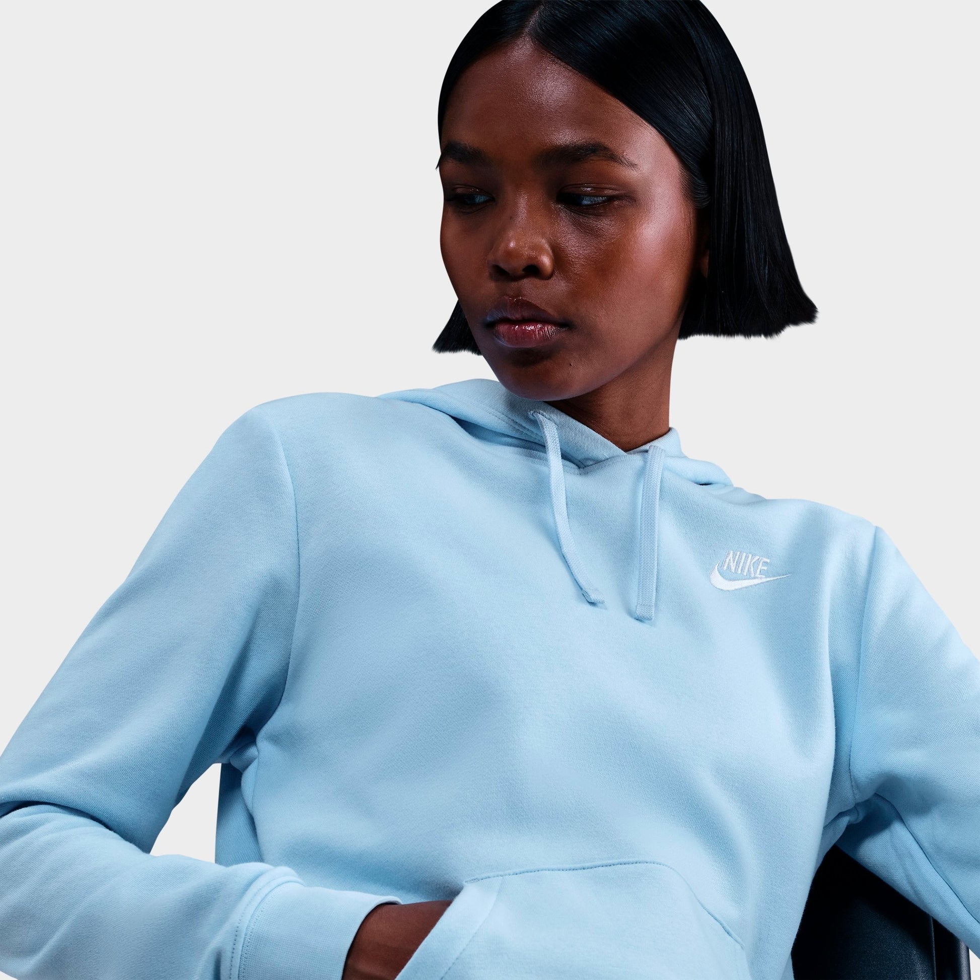 Women's Nike Sportswear Club Fleece Pullover Hoodie - Celestine Blue/White