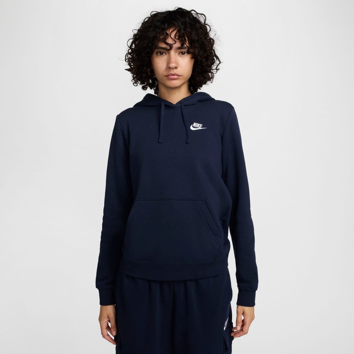 Women's Nike Sportswear Club Fleece Pullover Hoodie - Obsidian/White