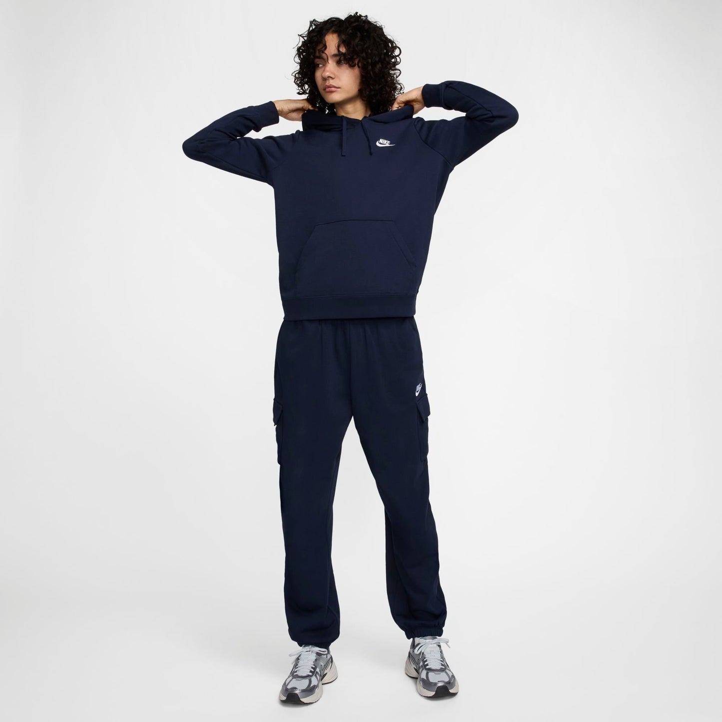 Women's Nike Sportswear Club Fleece Pullover Hoodie - Obsidian/White