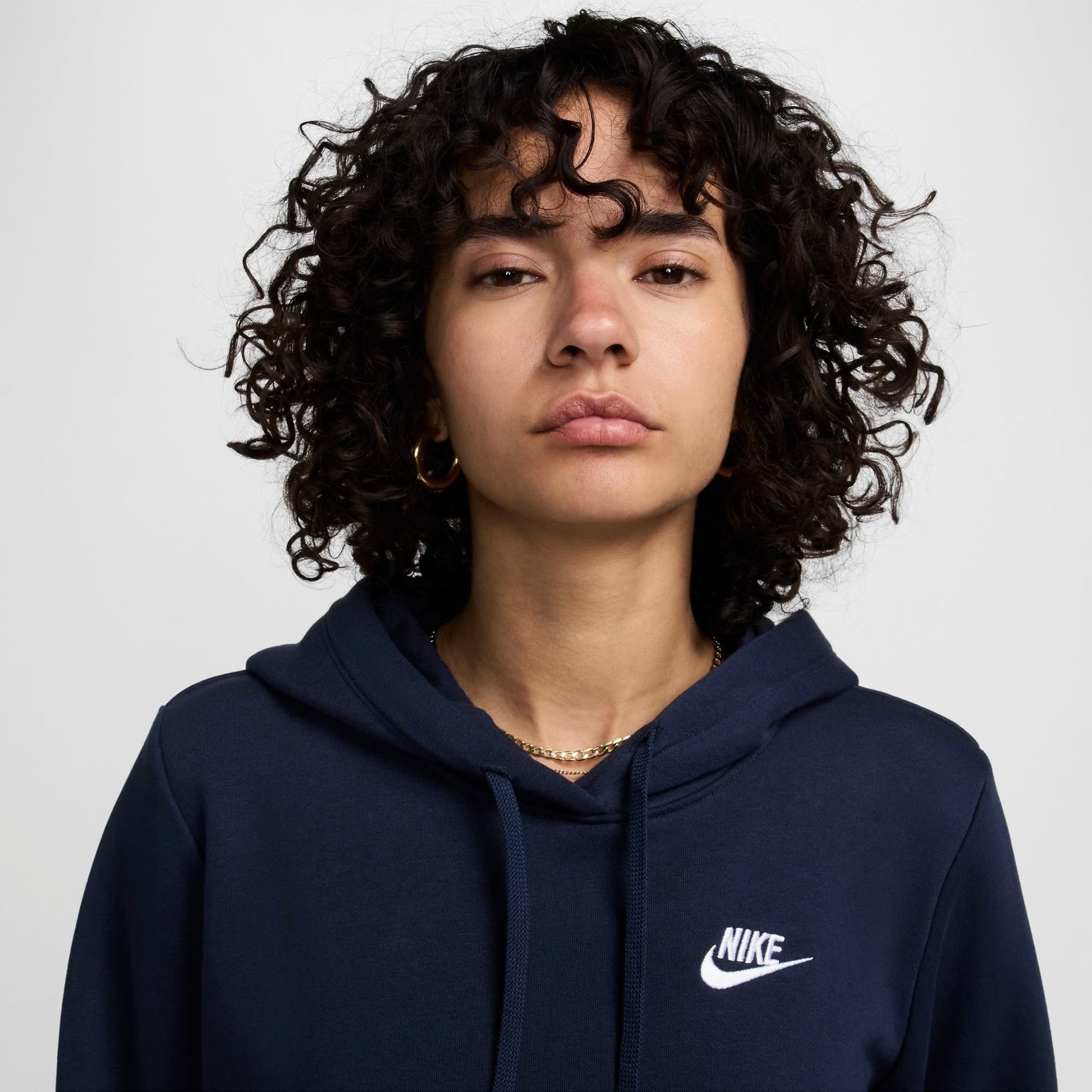 Women's Nike Sportswear Club Fleece Pullover Hoodie - Obsidian/White