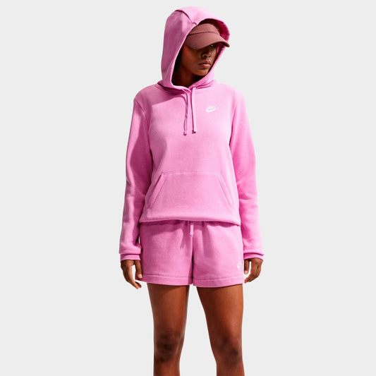 Women's Nike Sportswear Club Fleece Pullover Hoodie - Light Magenta/Heather/White