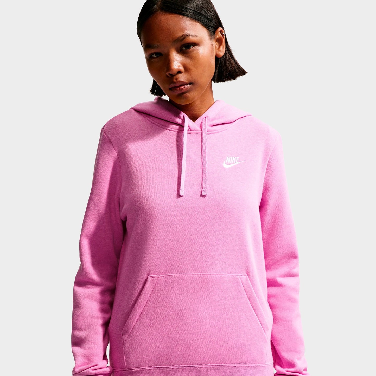Women's Nike Sportswear Club Fleece Pullover Hoodie - Light Magenta/Heather/White