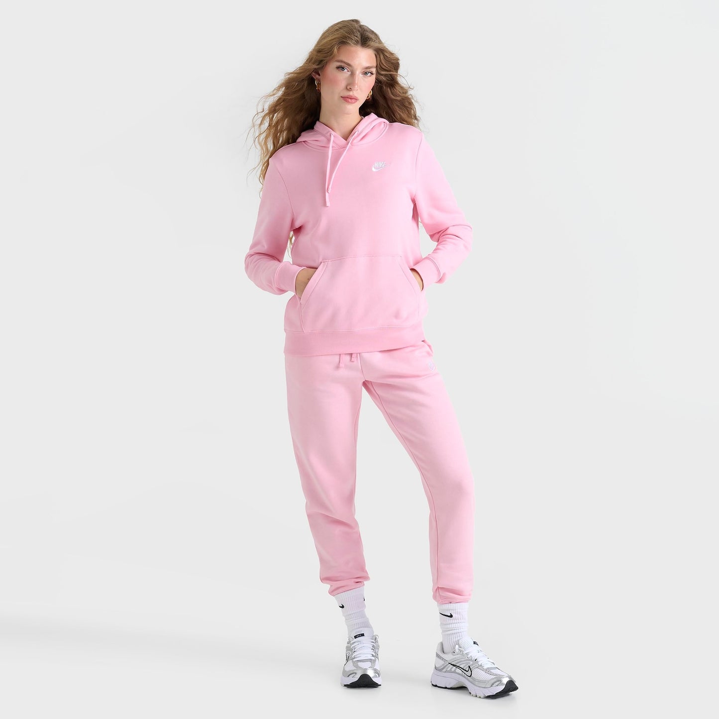Women's Nike Sportswear Club Fleece Pullover Hoodie - Medium Soft Pink/White