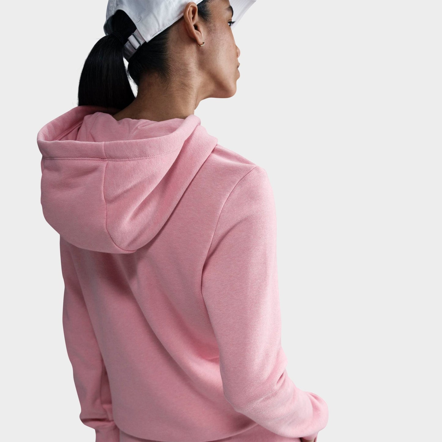 Women's Nike Sportswear Club Fleece Pullover Hoodie - Elemental Pink/Heather/White