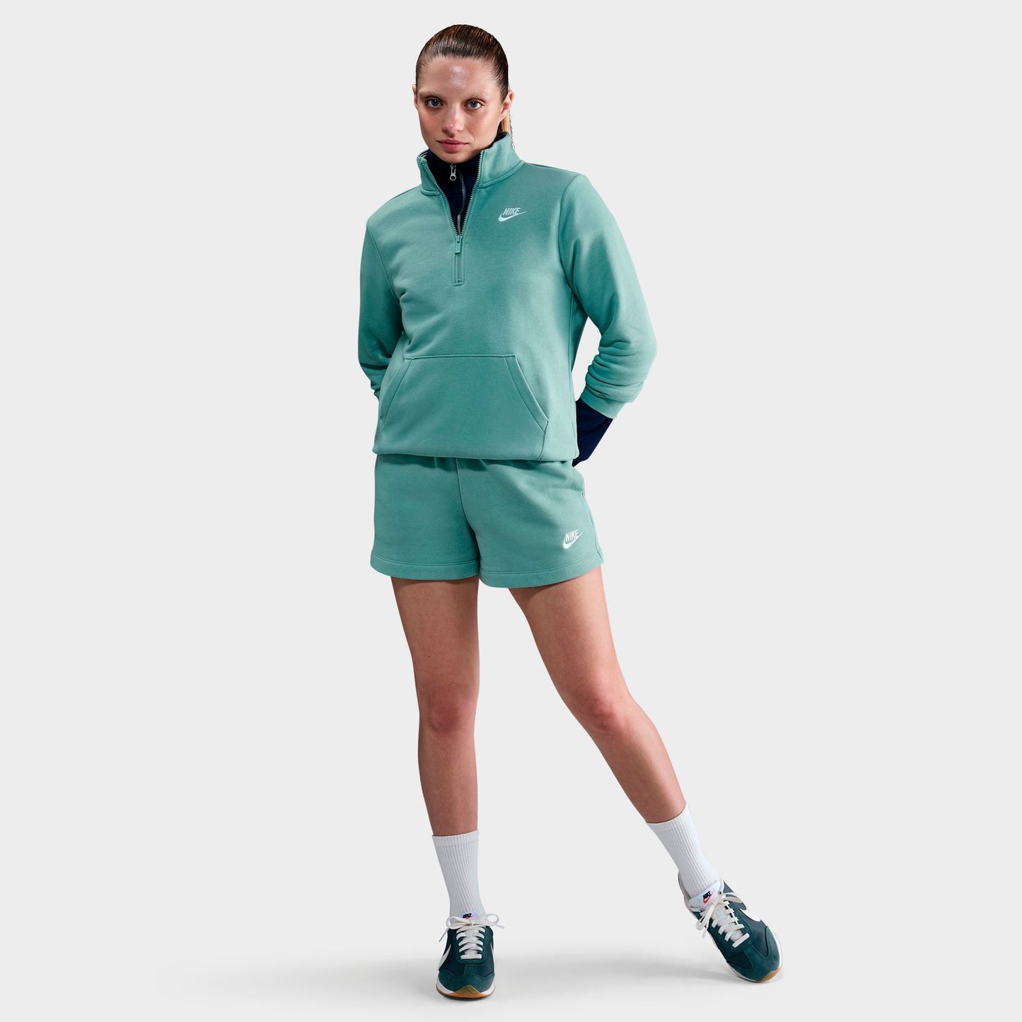 Women's Nike Sportswear Club Fleece Half-Zip Sweatshirt - Cannon/White