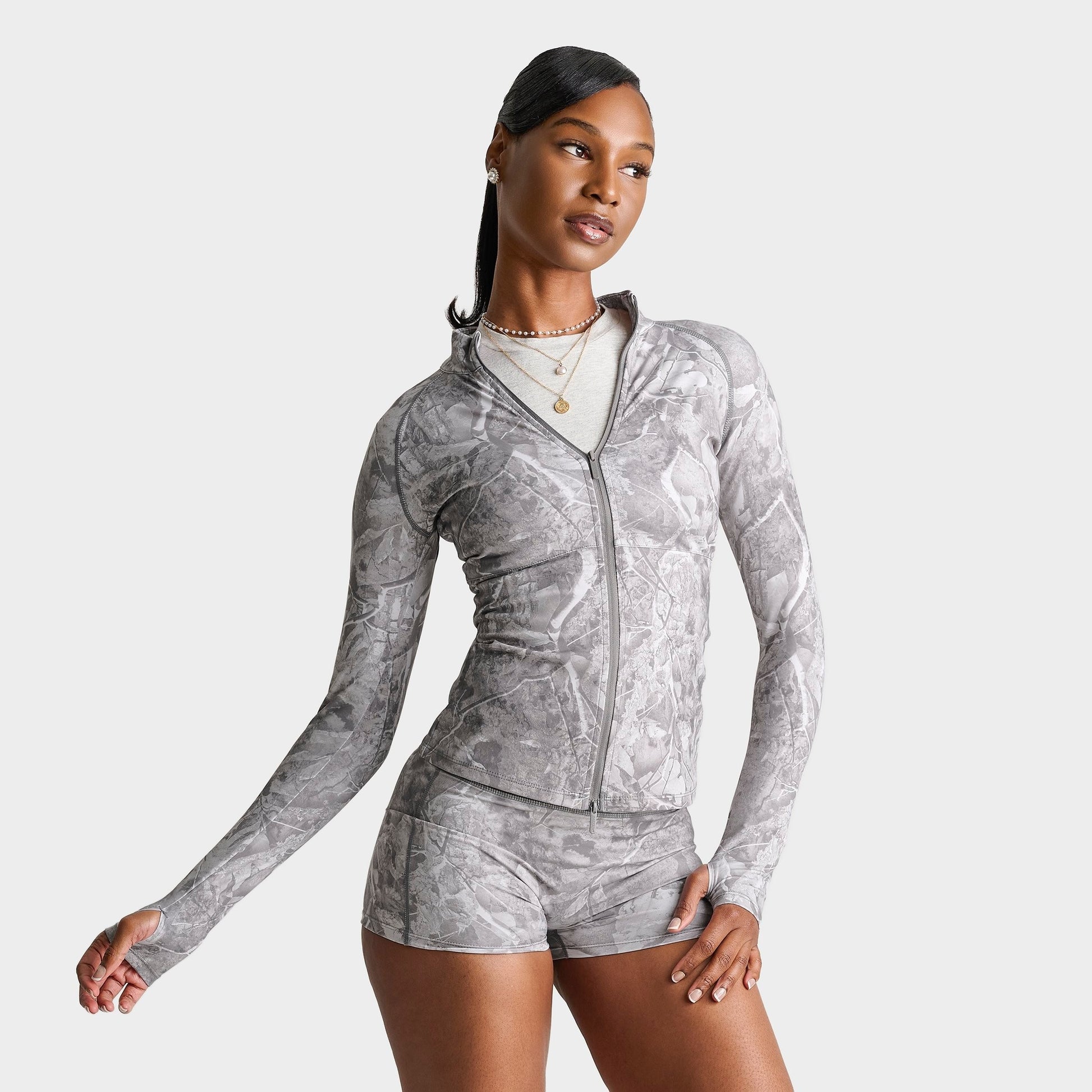 Women's DAILYSZN Piped Active Camo Full-Zip Training Jacket - Camo