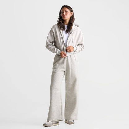 Women's DAILYSZN Fleece Cropped Full-Zip Hoodie - Light Grey Marl