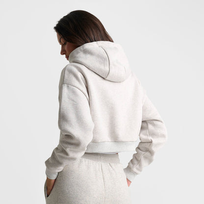Women's DAILYSZN Fleece Cropped Full-Zip Hoodie - Light Grey Marl