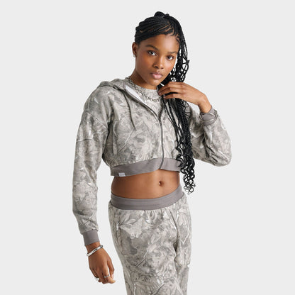 Women's DAILYSZN Fleece Cropped Full-Zip Hoodie - Camouflage